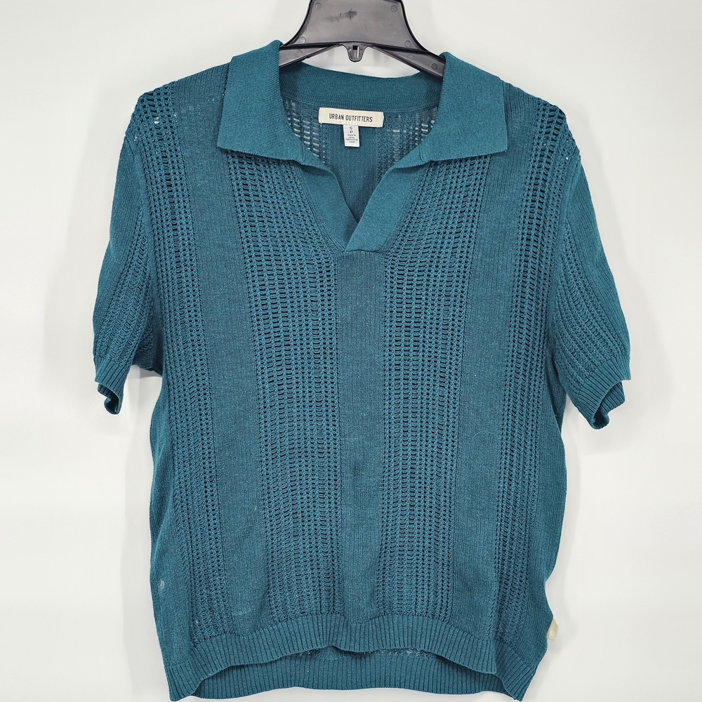 Teal Collared Crochet Top